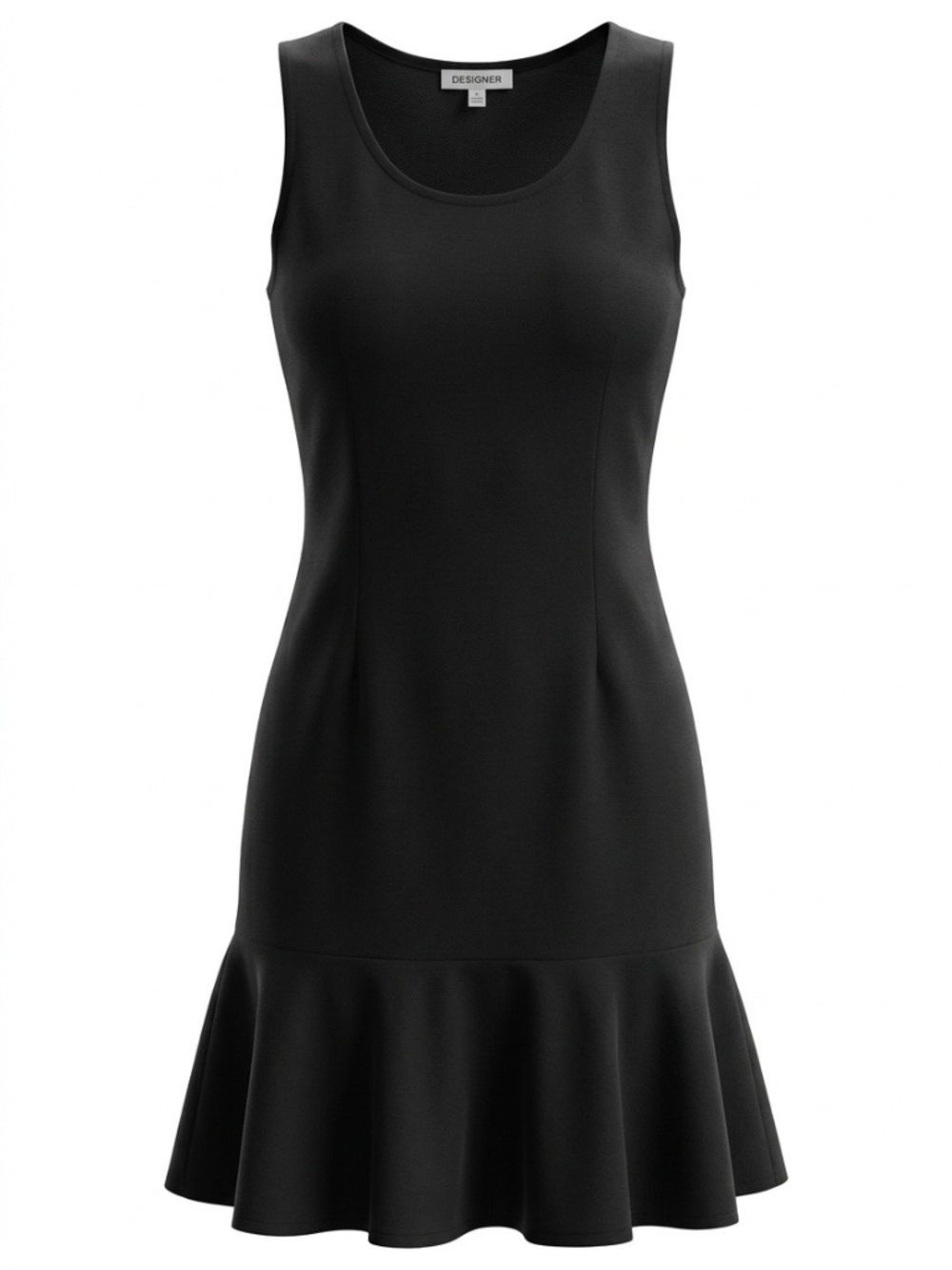 Boston Proper Black Scoop Neck Sleeveless Ruffle Hem Dress - size 6 🌟